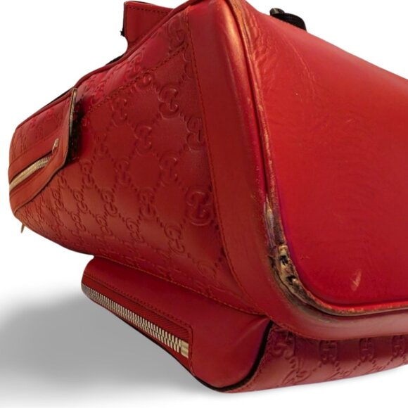 Authentic Red GUCCI Embossed Leather Backpack, Rare Red - Picture 3 of 8